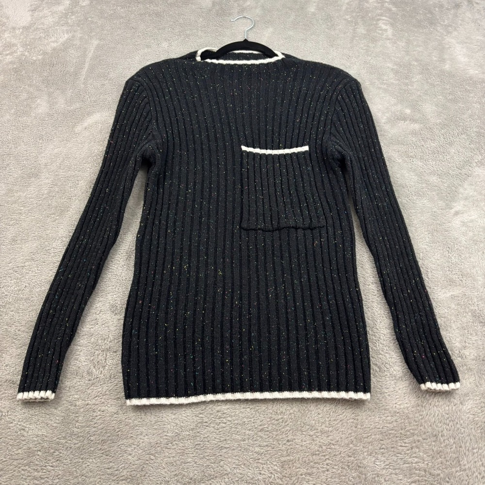 Elliatt Lyon Sweater Womens‎ S Black Confetti Print Ribbed Knit Mock Neck Chunky